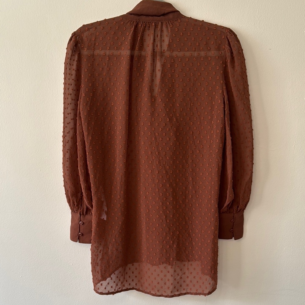 Adrianna Papell Clip Dot Tie Neck Button Down Blouse NWT - Picture 4 of 5